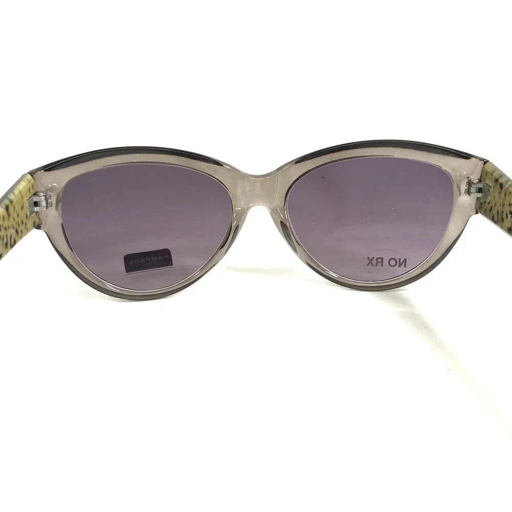 Rampage Sunglasses RS10009 GRY-35 Black Brown Cat Eye Frames with Purple Lenses